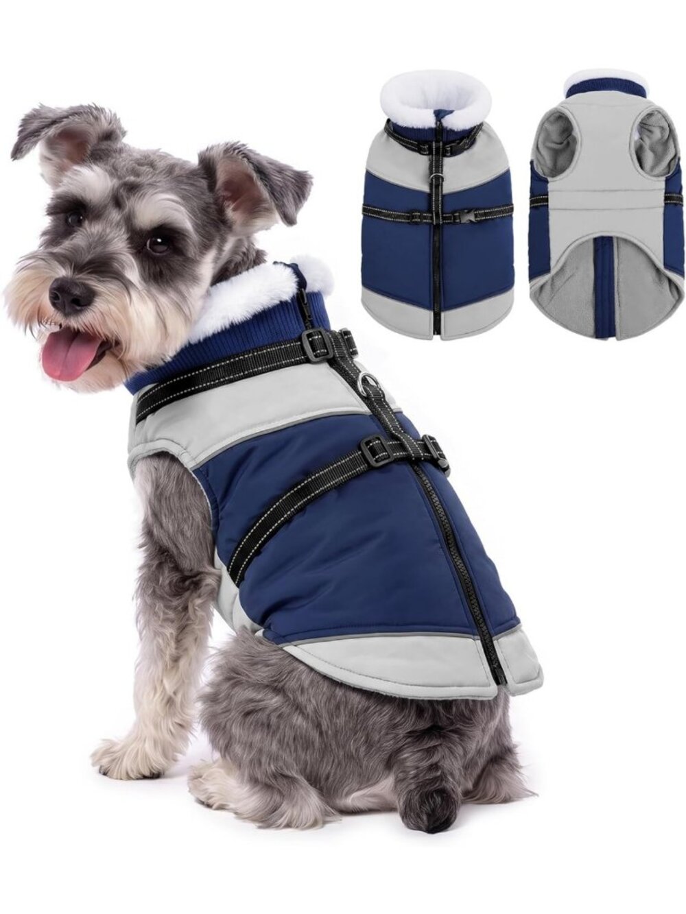 Cozy Dog Winter Coat with Built-in Harness | Puffer Jacket for Small Dogs